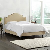 830NBBED-BRLNNSND Linen Sandstone Arch Upholstered Twin Bed-3