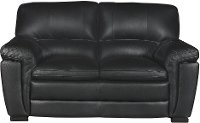 Casual Contemporary Black Leather Loveseat - Tanner