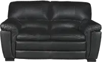 Tanner Casual Contemporary Black Leather Loveseat
