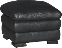 Casual Contemporary Black Leather Ottoman - Tanner