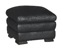 Tanner Casual Contemporary Black Leather Ottoman