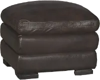 Tanner Casual Contemporary Brown Leather Ottoman