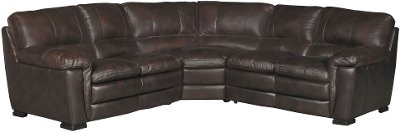 Contemporary 3 Piece Brown Leather Sectional Sofa - Tanner