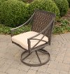 Wicker Brown Patio Swivel Chair with Tan Cushion - Davenport