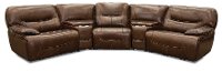 Brown Leather-Match Power Reclining Sectional Sofa - Max