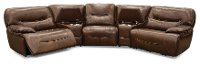 Brown Leather-Match Power Reclining Sectional Sofa - Max-2