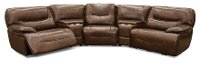 Brown Leather-Match Power Reclining Sectional Sofa - Max-3