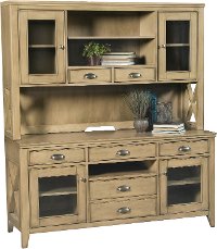 2 Piece Contemporary Light Brown Console and Hutch