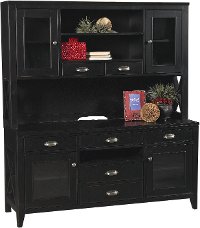 2 Piece Contemporary Black Console and Hutch