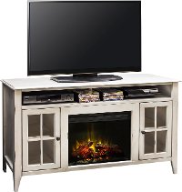 60 Inch Rustic White Fireplace and TV Stand - Calistoga