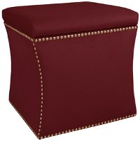 49-6NB-GDVLVBR Velvet Berry Nail Button Storage Ottoman
