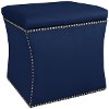 49-6NB-GDVLVNV Velvet Navy Nail Button Storage Ottoman