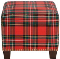 57-2NB-GDANCSTWRD Ancient Stewart Red Nail Button Square Ottoman