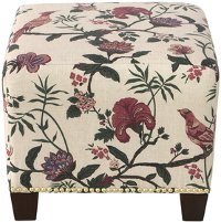 57-2NB-GDSHNHLDRD Shaana Holiday Red Nail Button Square Ottoman