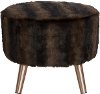 586MTCBRSBLBRW Faux Fur Sable Brown Round Ottoman -2