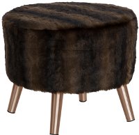 586MTCBRSBLBRW Faux Fur Sable Brown Round Ottoman