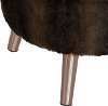 586MTCBRSBLBRW Faux Fur Sable Brown Round Ottoman -3