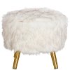 586MTBBRFXWHT Faux Fur Fox White Round Ottoman -2