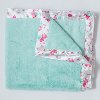 Mint Lush with Pastel Floral Satin Border Baby Blanket