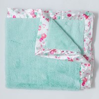 Mint Lush with Pastel Floral Satin Border Baby Blanket