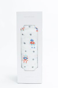 Lots of Bots Bamboo Rayon Muslin Swaddle Blanket