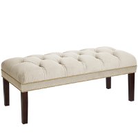 8025NB-GDRGLANTWHT Antique White Nail Button Tufted Bench