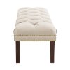 8025NB-GDRGLANTWHT Antique White Nail Button Tufted Bench-2