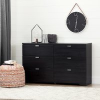 10258 Black 6-Drawer Double Dresser - Reevo