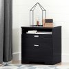 10260 Black Nightstand with Drawers and Cord Catcher - Reevo