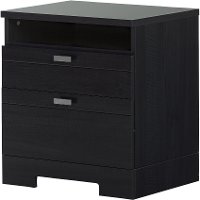 10260 Black Nightstand with Drawers and Cord Catcher - Reevo -2