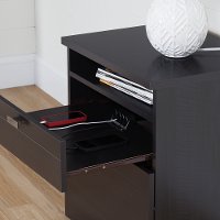 10260 Black Nightstand with Drawers and Cord Catcher - Reevo -4