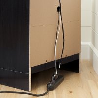 10260 Black Nightstand with Drawers and Cord Catcher - Reevo -5