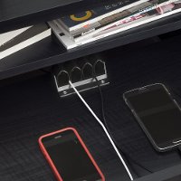 10260 Black Nightstand with Drawers and Cord Catcher - Reevo -7