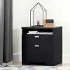 10260 Reevo Black Nightstand with Drawers and Cord Catcher - South Shore