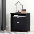 10260 Reevo Black Nightstand with Drawers and Cord Catcher - South Shore
