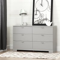 10269 Soft Gray 6-Drawer Double Dresser - Reevo