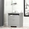 10271 Soft Gray Nightstand with Drawers and Cord Catcher - Reevo