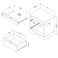 10271 Soft Gray Nightstand with Drawers and Cord Catcher - Reevo -5