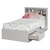 10579 Soft Gray Twin Bookcase Headboard (39 Inch) - Reevo -4
