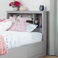 10579 Soft Gray Twin Bookcase Headboard (39 Inch) - Reevo