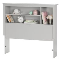 10579 Soft Gray Twin Bookcase Headboard (39 Inch) - Reevo -2