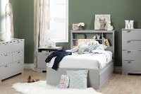10580 Soft Gray Twin Mates Bed (39 Inch) - Reevo -4