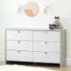 10276 Soft Gray and White 6-Drawer Double Dresser - Cookie