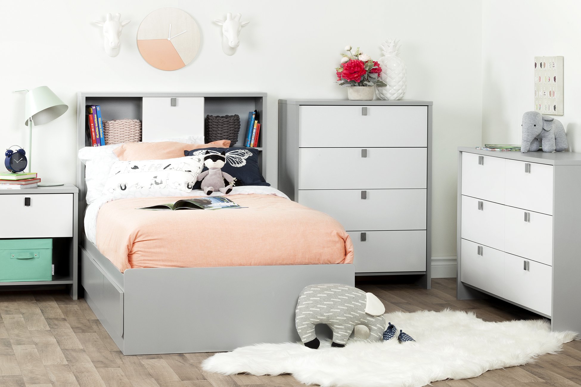 10277 Soft Gray and White 4-Drawer Chest - Cookie-2