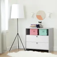 10278 Soft Gray and White Changing Table with Storage - Cookie