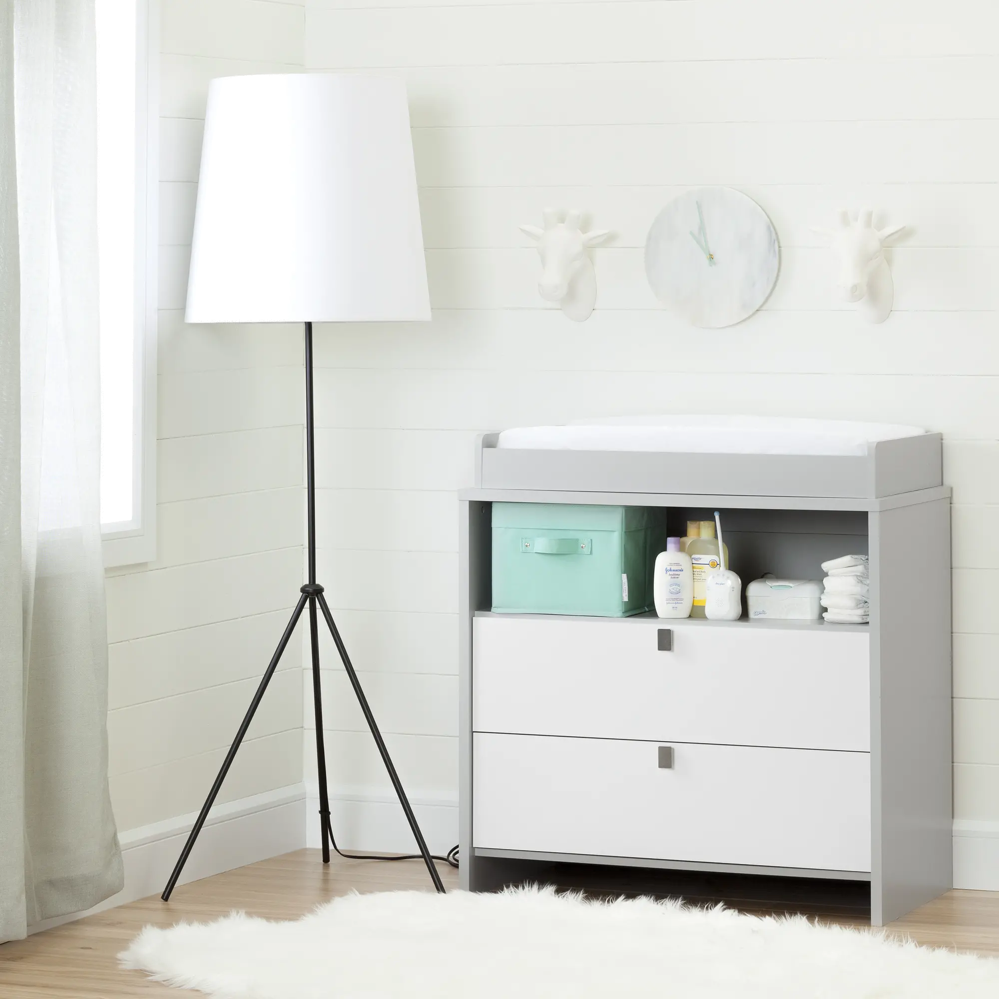 10278 Soft Gray and White Changing Table with Storage - Cookie -7