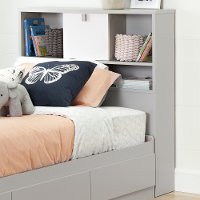 10512 Soft Gray and White Twin Bookcase Headboard (39 Inch) - Cookie
