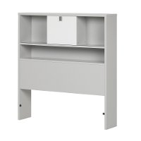 10512 Soft Gray and White Twin Bookcase Headboard (39 Inch) - Cookie -2