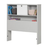 10512 Soft Gray and White Twin Bookcase Headboard (39 Inch) - Cookie -3