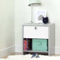 10513 Soft Gray and White Nightstand - Cookie